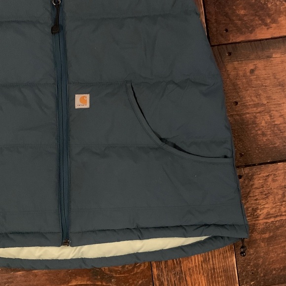 Carhartt Down Filled Teal Hooded Puffer Vest/ Down filled - Picture 2 of 9